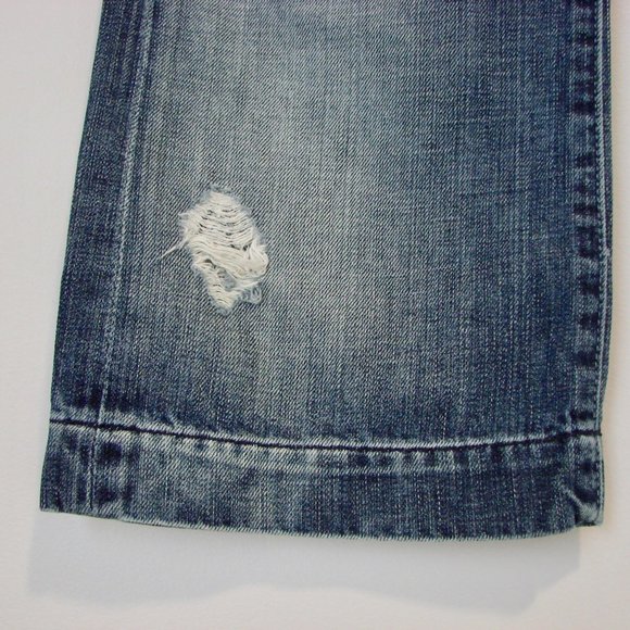 7 For All Mankind Dojo Cropped Capri Flare Leg Distressed Jeans Size 27 - Picture 7 of 15